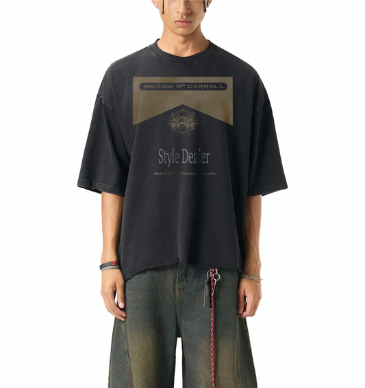 FLAVA:Snow Wash Raw-Hem Boxy T-shirt