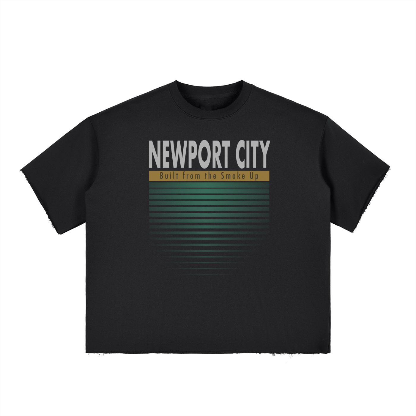 NEWPORT CITY: Boxy Half-Sleeve Raw-Edge T-Shirt