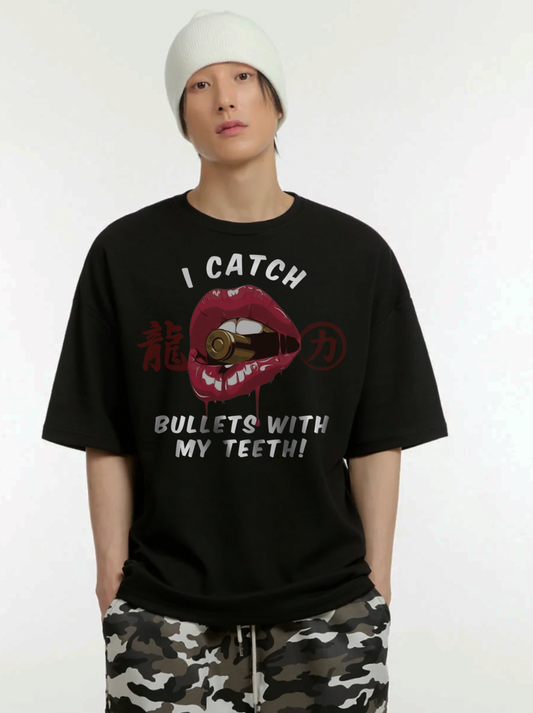 CATCHING BULLETS: Streetwear Loose Drop Shoulder T-Shirt