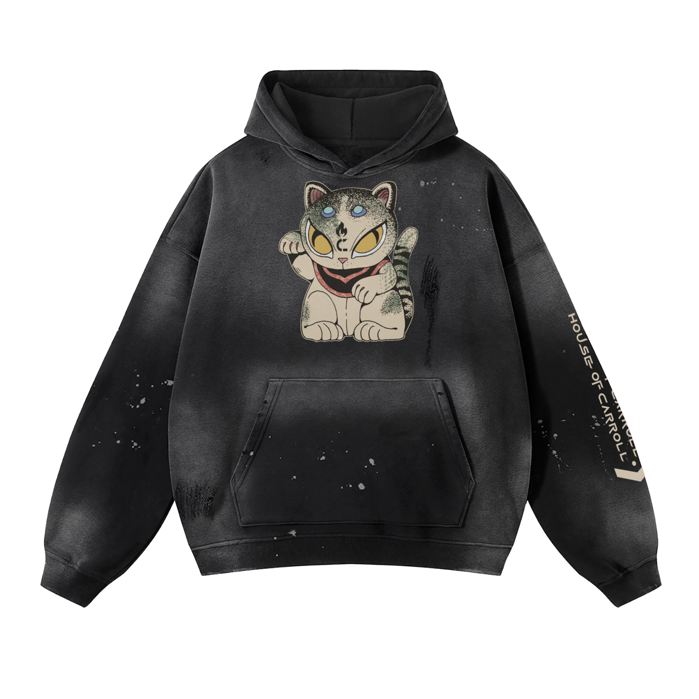 LUCKY CAT #5: Vintage Washed Frayed Fleece Hoodie