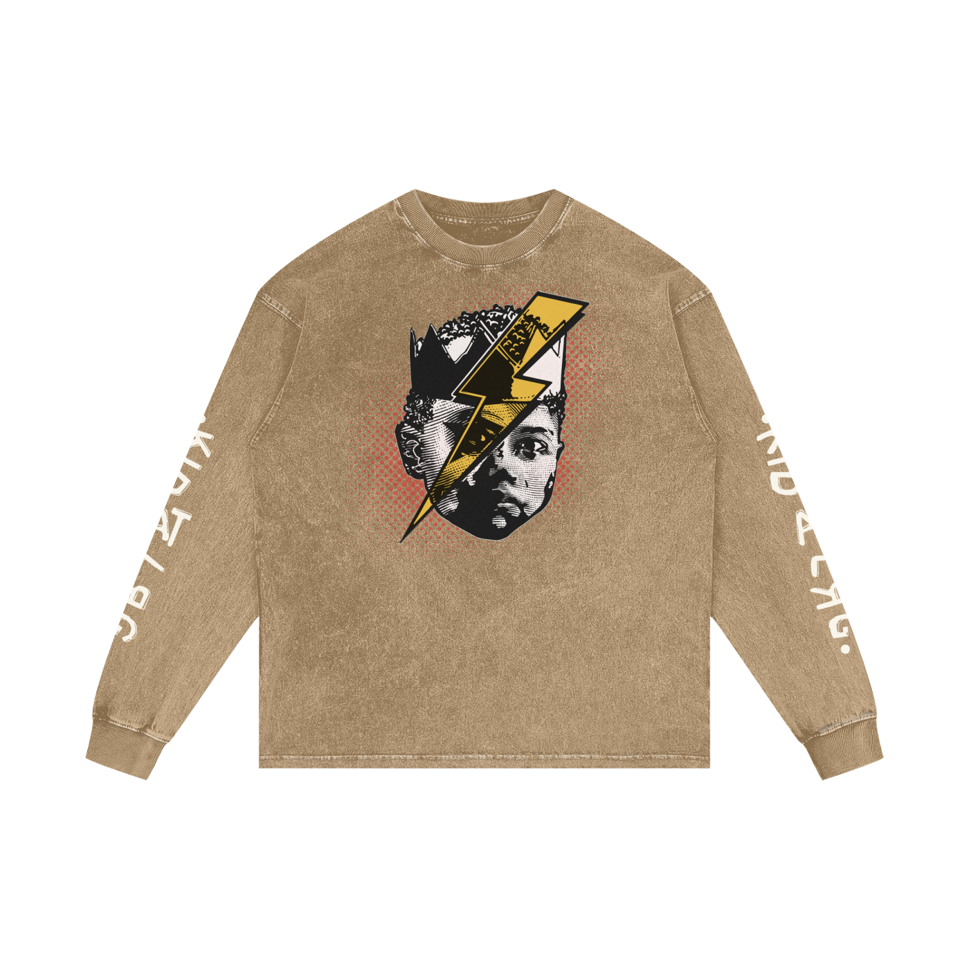 TWO SLEEVE DRIP: Acid Wash Oversize Long Sleeve T-Shirt