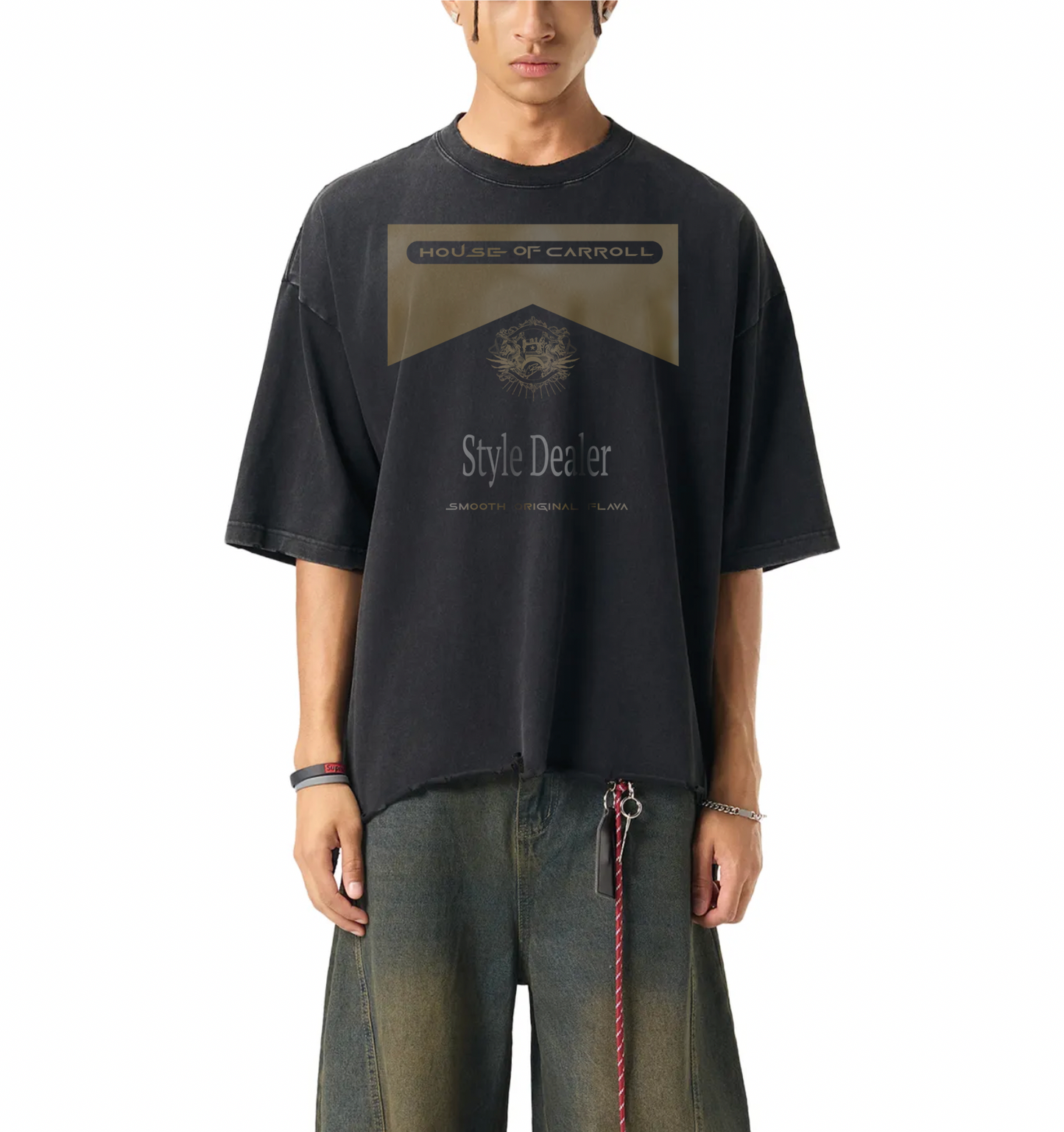 FLAVA:Snow Wash Raw-Hem Boxy T-shirt