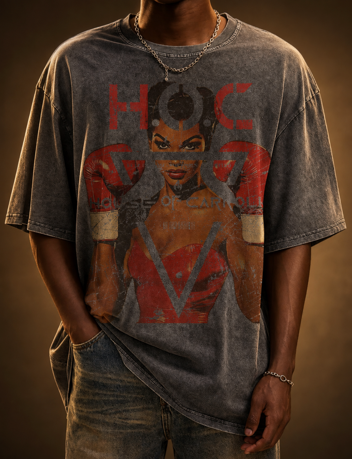 LADIES CHAMPION: Snow Washed Oversized Cotton T-Shirt