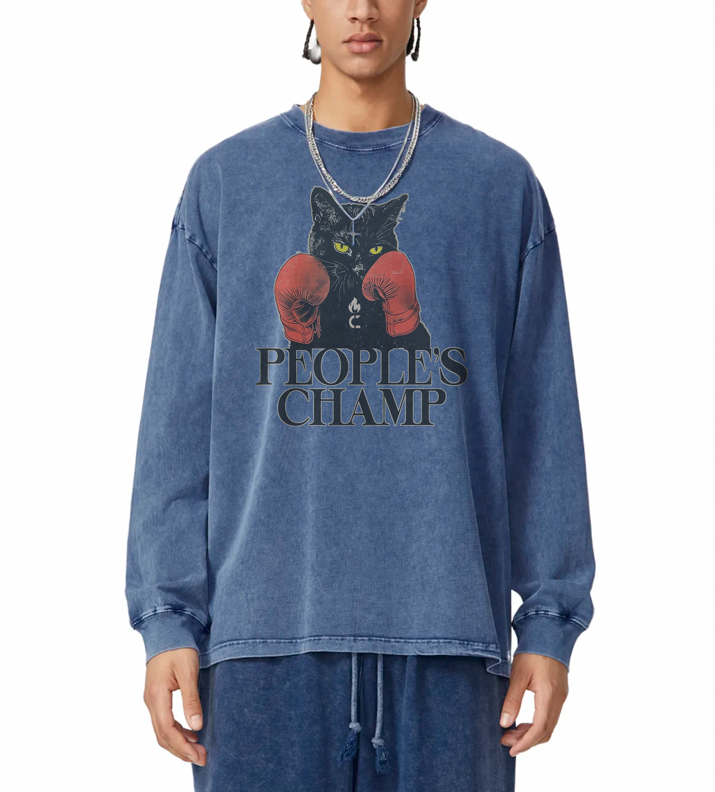 PEOPLE'S CHAMP 2: Snow Washed Frayed Edge T-Shirt