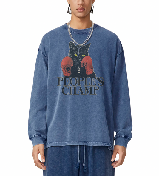 PEOPLE'S CHAMP 2: Snow Washed Frayed Edge T-Shirt