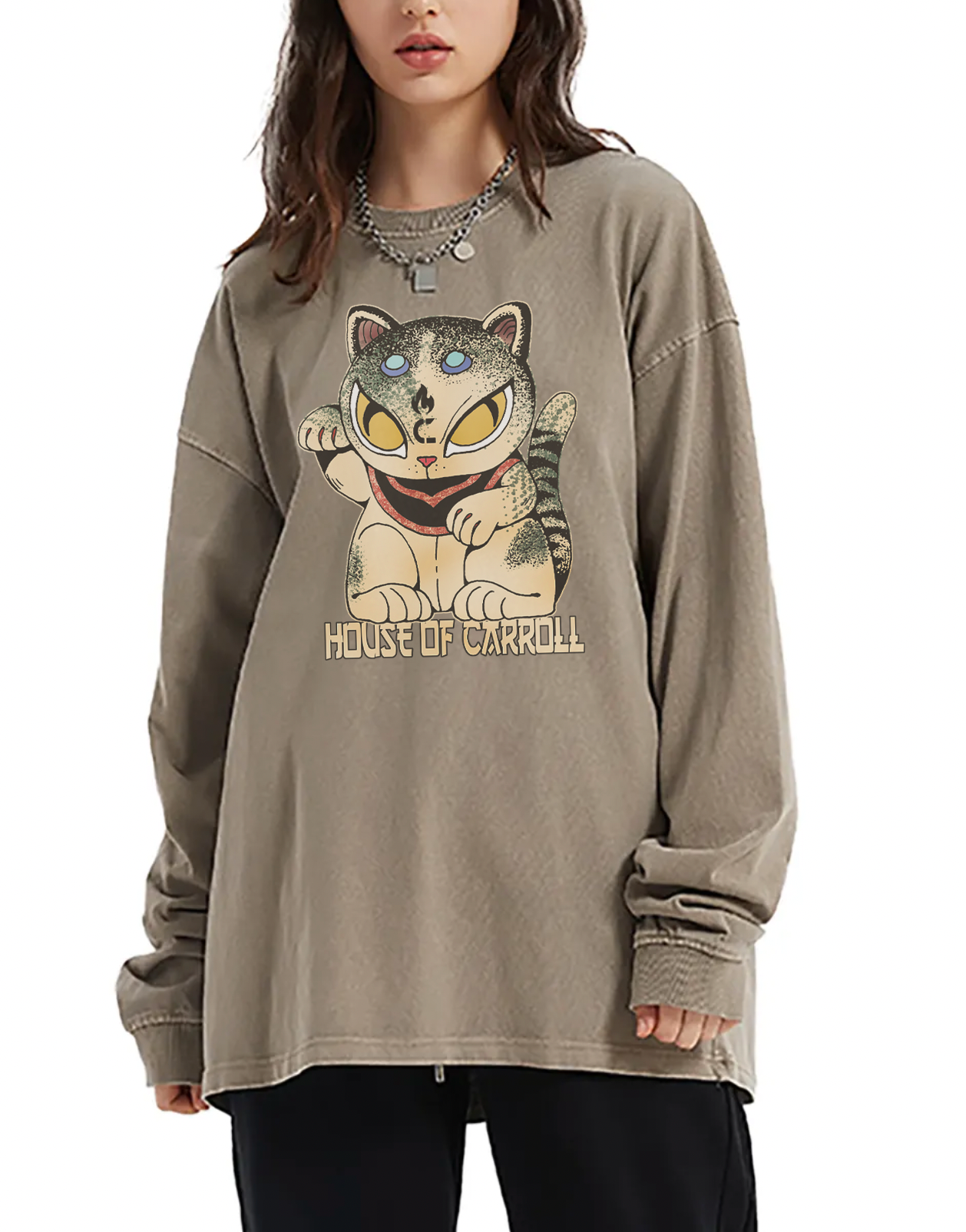 LUCKY CAT #6: Vintage Washed Long Sleeve T-Shirt