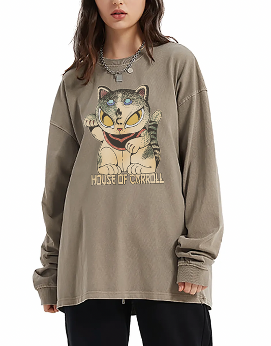 LUCKY CAT #6: Vintage Washed Long Sleeve T-Shirt