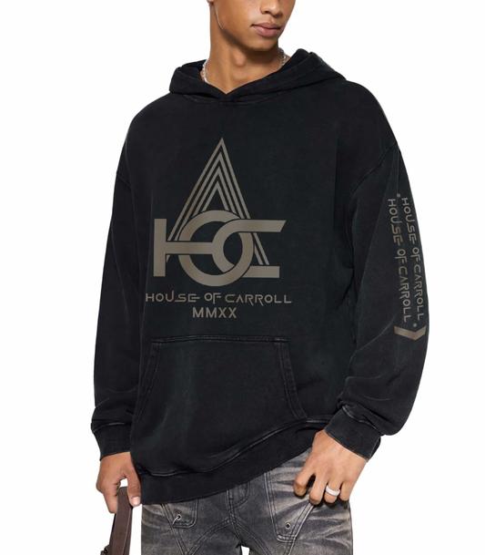 H.O.C SOCIAL CLUB logo: Snow Washed Loose Cotton Hoodie