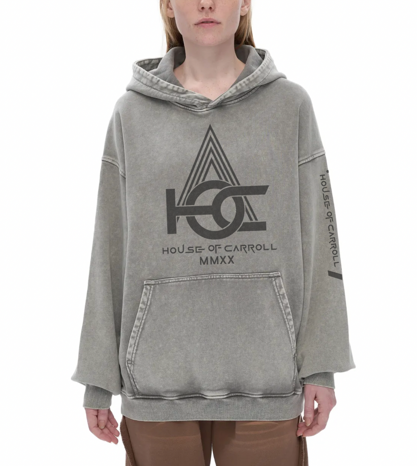 H.O.C SOCIAL CLUB logo: Snow Washed Loose Cotton Hoodie