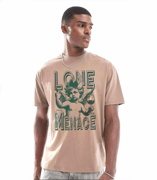LONE MENACE: Vintage Washed Oversized Cotton T-Shirt
