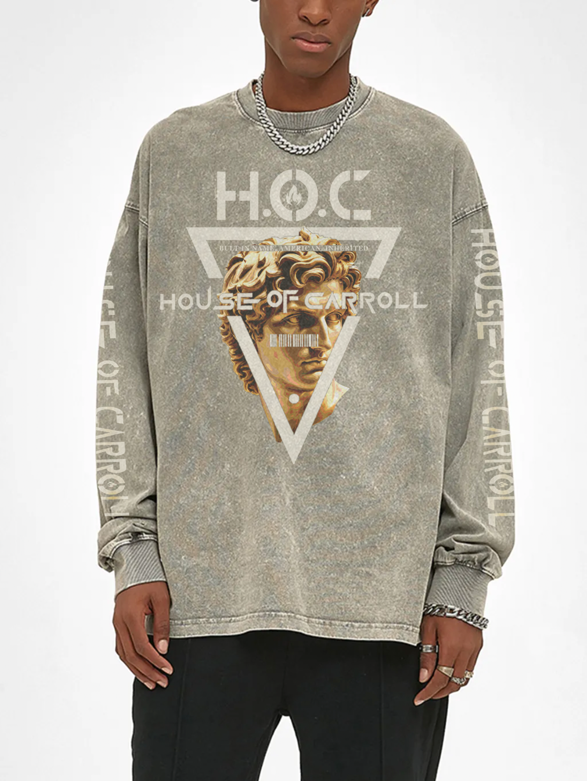 GOLDEN STATUE: Snow Washed Oversized Sweatshirt
