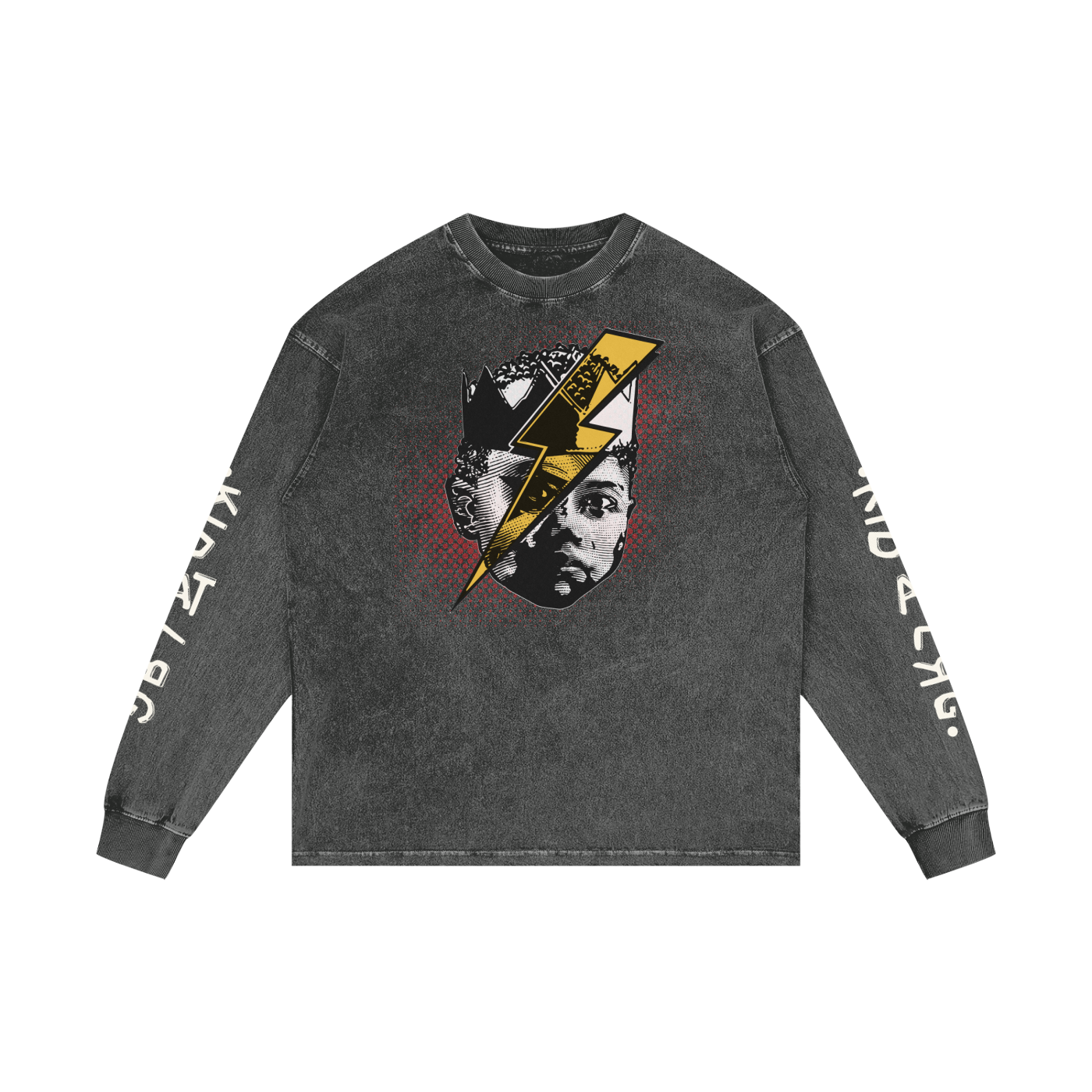 TWO SLEEVE DRIP: Acid Wash Oversize Long Sleeve T-Shirt