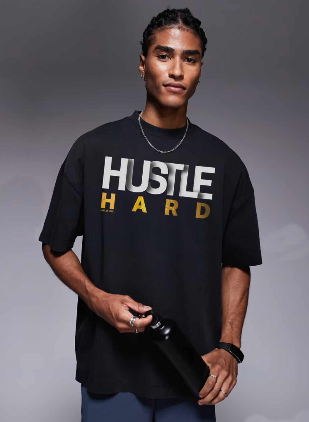 HUSTLE: Streetwear Loose Drop Shoulder T-Shirt