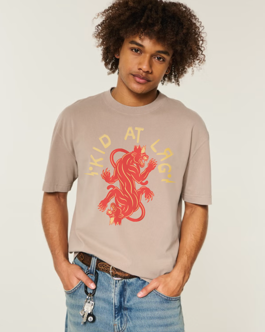 PANTHER KING: Heavyweight Drop Shoulder Cotton T-Shirt