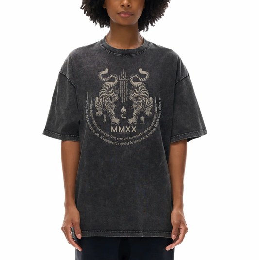 THE TWINS: Snow Washed Oversized Cotton T-Shirt